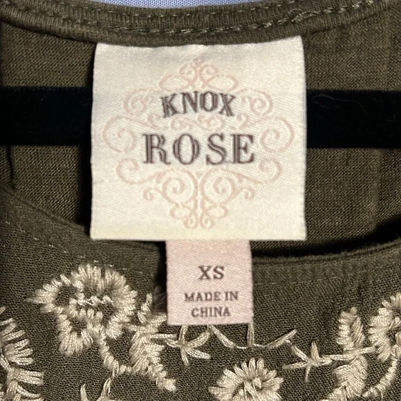 Knox Rose Olive Green Embroidered Tank Top - Picture 3 of 4